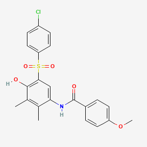 molecular formula C22H20ClNO5S B3439534 N-{5-[(4-chlorophenyl)sulfonyl]-4-hydroxy-2,3-dimethylphenyl}-4-methoxybenzamide 