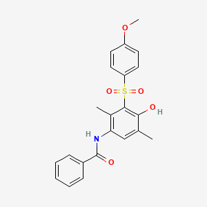 molecular formula C22H21NO5S B3439562 N-{4-hydroxy-3-[(4-methoxyphenyl)sulfonyl]-2,5-dimethylphenyl}benzamide 
