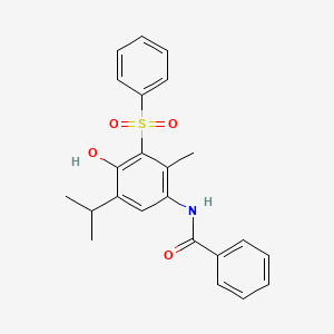molecular formula C23H23NO4S B3439568 N-[4-hydroxy-5-isopropyl-2-methyl-3-(phenylsulfonyl)phenyl]benzamide 