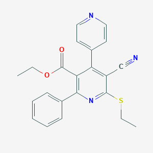 molecular formula C22H19N3O2S B343957 Ethyl 5-cyano-6-(ethylsulfanyl)-2-phenyl-4,4'-bipyridine-3-carboxylate 