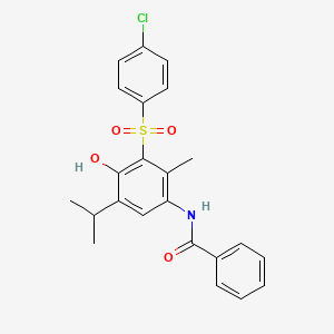 molecular formula C23H22ClNO4S B3439575 N-{3-[(4-chlorophenyl)sulfonyl]-4-hydroxy-5-isopropyl-2-methylphenyl}benzamide 