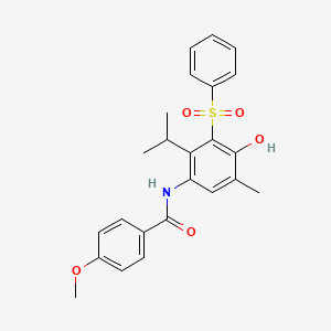 molecular formula C24H25NO5S B3439578 N-[4-hydroxy-2-isopropyl-5-methyl-3-(phenylsulfonyl)phenyl]-4-methoxybenzamide 