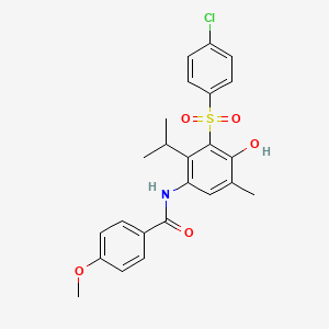 molecular formula C24H24ClNO5S B3439579 N-{3-[(4-chlorophenyl)sulfonyl]-4-hydroxy-2-isopropyl-5-methylphenyl}-4-methoxybenzamide 