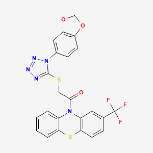 molecular formula C23H14F3N5O3S2 B3439585 10-({[1-(1,3-benzodioxol-5-yl)-1H-tetrazol-5-yl]thio}acetyl)-2-(trifluoromethyl)-10H-phenothiazine 