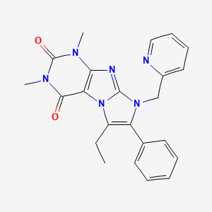 molecular formula C23H22N6O2 B3439615 6-ethyl-1,3-dimethyl-7-phenyl-8-(pyridin-2-ylmethyl)-1H-imidazo[2,1-f]purine-2,4(3H,8H)-dione 
