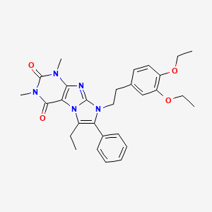 molecular formula C29H33N5O4 B3439622 8-[2-(3,4-diethoxyphenyl)ethyl]-6-ethyl-1,3-dimethyl-7-phenyl-1H-imidazo[2,1-f]purine-2,4(3H,8H)-dione 