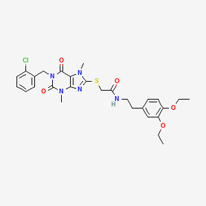 molecular formula C28H32ClN5O5S B3439631 2-{[1-(2-chlorobenzyl)-3,7-dimethyl-2,6-dioxo-2,3,6,7-tetrahydro-1H-purin-8-yl]thio}-N-[2-(3,4-diethoxyphenyl)ethyl]acetamide 
