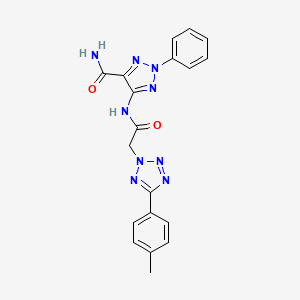 molecular formula C19H17N9O2 B3439632 5-({[5-(4-methylphenyl)-2H-tetrazol-2-yl]acetyl}amino)-2-phenyl-2H-1,2,3-triazole-4-carboxamide 