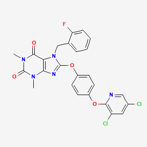 molecular formula C25H18Cl2FN5O4 B3439645 8-{4-[(3,5-dichloropyridin-2-yl)oxy]phenoxy}-7-(2-fluorobenzyl)-1,3-dimethyl-3,7-dihydro-1H-purine-2,6-dione 