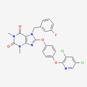 molecular formula C25H18Cl2FN5O4 B3439648 8-{4-[(3,5-dichloropyridin-2-yl)oxy]phenoxy}-7-(3-fluorobenzyl)-1,3-dimethyl-3,7-dihydro-1H-purine-2,6-dione 