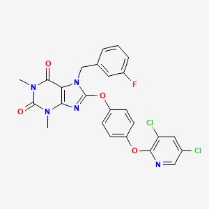 8-{4-[(3,5-DICHLOROPYRIDIN-2-YL)OXY]PHENOXY}-7-[(3-FLUOROPHENYL)METHYL]-1,3-DIMETHYL-2,3,6,7-TETRAHYDRO-1H-PURINE-2,6-DIONE