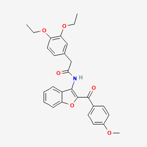 molecular formula C28H27NO6 B3439657 2-(3,4-diethoxyphenyl)-N-[2-(4-methoxybenzoyl)-1-benzofuran-3-yl]acetamide 