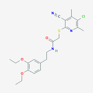 molecular formula C22H26ClN3O3S B3439665 2-[(5-chloro-3-cyano-4,6-dimethylpyridin-2-yl)thio]-N-[2-(3,4-diethoxyphenyl)ethyl]acetamide 