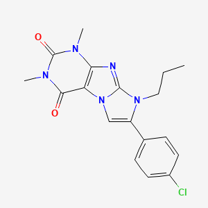 molecular formula C18H18ClN5O2 B3439678 7-(4-chlorophenyl)-1,3-dimethyl-8-propyl-1H-imidazo[2,1-f]purine-2,4(3H,8H)-dione 