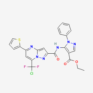 ethyl 5-({[7-[chloro(difluoro)methyl]-5-(2-thienyl)pyrazolo[1,5-a]pyrimidin-2-yl]carbonyl}amino)-1-phenyl-1H-pyrazole-4-carboxylate