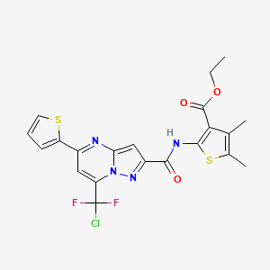 molecular formula C21H17ClF2N4O3S2 B3439681 ethyl 2-({[7-[chloro(difluoro)methyl]-5-(2-thienyl)pyrazolo[1,5-a]pyrimidin-2-yl]carbonyl}amino)-4,5-dimethylthiophene-3-carboxylate 