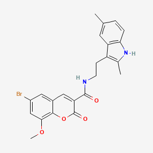 molecular formula C23H21BrN2O4 B3439703 6-bromo-N-[2-(2,5-dimethyl-1H-indol-3-yl)ethyl]-8-methoxy-2-oxo-2H-chromene-3-carboxamide 