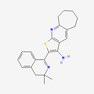 molecular formula C23H25N3S B3439722 2-(3,3-dimethyl-3,4-dihydroisoquinolin-1-yl)-6,7,8,9-tetrahydro-5H-cyclohepta[b]thieno[3,2-e]pyridin-3-amine 