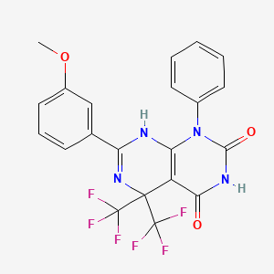 molecular formula C21H14F6N4O3 B3439731 7-(3-methoxyphenyl)-1-phenyl-5,5-bis(trifluoromethyl)-5,8-dihydropyrimido[4,5-d]pyrimidine-2,4(1H,3H)-dione 