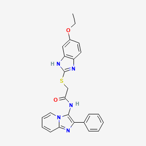 molecular formula C24H21N5O2S B3439743 2-[(5-ETHOXY-1H-1,3-BENZODIAZOL-2-YL)SULFANYL]-N-{2-PHENYLIMIDAZO[1,2-A]PYRIDIN-3-YL}ACETAMIDE 