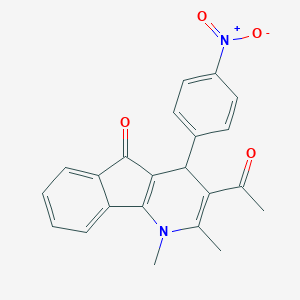 molecular formula C22H18N2O4 B343978 3-acetyl-4-{4-nitrophenyl}-1,2-dimethyl-1,4-dihydro-5H-indeno[1,2-b]pyridin-5-one 