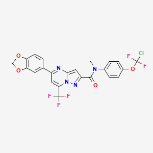 molecular formula C23H14ClF5N4O4 B3439783 5-(1,3-benzodioxol-5-yl)-N-{4-[chloro(difluoro)methoxy]phenyl}-N-methyl-7-(trifluoromethyl)pyrazolo[1,5-a]pyrimidine-2-carboxamide 