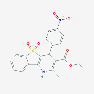 molecular formula C21H18N2O6S B343985 Ethyl 4-{4-nitrophenyl}-2-methyl-1,4-dihydro[1]benzothieno[3,2-b]pyridine-3-carboxylate 5,5-dioxide 