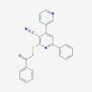 molecular formula C25H17N3OS B343988 2-[(2-Phenyl-2-oxoethyl)thio]-4-(3-pyridinyl)-6-phenyl-3-pyridinecarbonitrile 