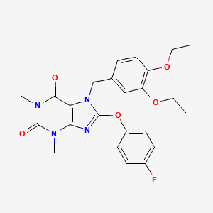 molecular formula C24H25FN4O5 B3439892 7-(3,4-diethoxybenzyl)-8-(4-fluorophenoxy)-1,3-dimethyl-3,7-dihydro-1H-purine-2,6-dione 