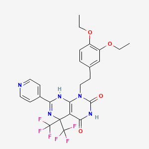 molecular formula C25H23F6N5O4 B3439900 1-[2-(3,4-DIETHOXYPHENYL)ETHYL]-7-(PYRIDIN-4-YL)-5,5-BIS(TRIFLUOROMETHYL)-1H,2H,3H,4H,5H,8H-PYRIMIDO[4,5-D][1,3]DIAZINE-2,4-DIONE 