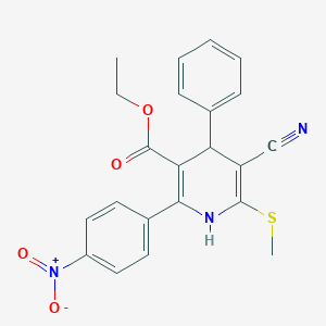 molecular formula C22H19N3O4S B343993 Ethyl 5-cyano-2-{4-nitrophenyl}-6-(methylsulfanyl)-4-phenyl-1,4-dihydro-3-pyridinecarboxylate 