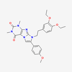 molecular formula C28H31N5O5 B3439938 8-[2-(3,4-diethoxyphenyl)ethyl]-7-(4-methoxyphenyl)-1,3-dimethyl-1H-imidazo[2,1-f]purine-2,4(3H,8H)-dione 