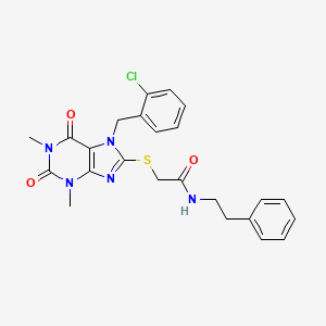 molecular formula C24H24ClN5O3S B3439948 2-{[7-(2-chlorobenzyl)-1,3-dimethyl-2,6-dioxo-2,3,6,7-tetrahydro-1H-purin-8-yl]thio}-N-(2-phenylethyl)acetamide 
