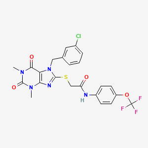molecular formula C23H19ClF3N5O4S B3439958 2-{[7-(3-chlorobenzyl)-1,3-dimethyl-2,6-dioxo-2,3,6,7-tetrahydro-1H-purin-8-yl]thio}-N-[4-(trifluoromethoxy)phenyl]acetamide 