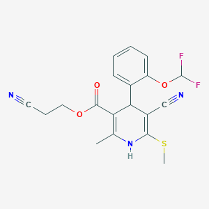 molecular formula C19H17F2N3O3S B343996 2-Cyanoethyl 5-cyano-4-[2-(difluoromethoxy)phenyl]-2-methyl-6-methylsulfanyl-1,4-dihydropyridine-3-carboxylate 