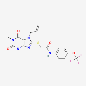 molecular formula C19H18F3N5O4S B3439966 2-[(7-allyl-1,3-dimethyl-2,6-dioxo-2,3,6,7-tetrahydro-1H-purin-8-yl)thio]-N-[4-(trifluoromethoxy)phenyl]acetamide 