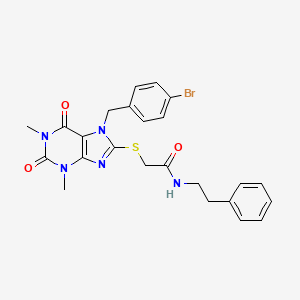 molecular formula C24H24BrN5O3S B3439976 2-{[7-(4-bromobenzyl)-1,3-dimethyl-2,6-dioxo-2,3,6,7-tetrahydro-1H-purin-8-yl]thio}-N-(2-phenylethyl)acetamide 