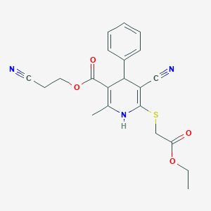 molecular formula C21H21N3O4S B343998 2-Cyanoethyl 5-cyano-6-[(2-ethoxy-2-oxoethyl)sulfanyl]-2-methyl-4-phenyl-1,4-dihydropyridine-3-carboxylate 