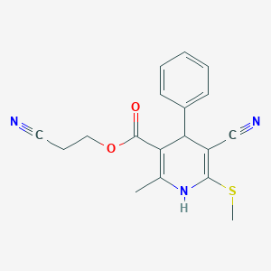 molecular formula C18H17N3O2S B343999 2-Cyanoethyl 5-cyano-2-methyl-6-(methylsulfanyl)-4-phenyl-1,4-dihydropyridine-3-carboxylate 