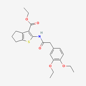 molecular formula C22H27NO5S B3440011 ethyl 2-{[(3,4-diethoxyphenyl)acetyl]amino}-5,6-dihydro-4H-cyclopenta[b]thiophene-3-carboxylate 