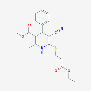 molecular formula C20H22N2O4S B344002 Methyl 5-cyano-6-[(3-ethoxy-3-oxopropyl)sulfanyl]-2-methyl-4-phenyl-1,4-dihydropyridine-3-carboxylate 