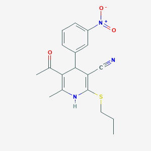 molecular formula C18H19N3O3S B344004 5-Acetyl-4-{3-nitrophenyl}-6-methyl-2-(propylsulfanyl)-1,4-dihydropyridine-3-carbonitrile 