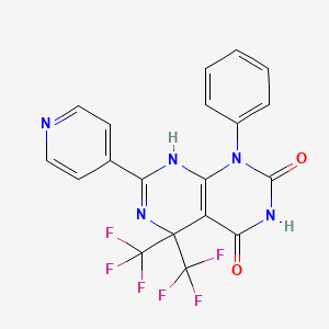 molecular formula C19H11F6N5O2 B3440089 1-phenyl-7-(4-pyridinyl)-5,5-bis(trifluoromethyl)-5,8-dihydropyrimido[4,5-d]pyrimidine-2,4(1H,3H)-dione 