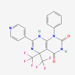 molecular formula C19H11F6N5O2 B3440089 1-PHENYL-7-(PYRIDIN-4-YL)-5,5-BIS(TRIFLUOROMETHYL)-1H,2H,3H,4H,5H,8H-PYRIMIDO[4,5-D][1,3]DIAZINE-2,4-DIONE 