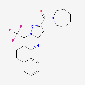 molecular formula C22H21F3N4O B3440121 10-(1-azepanylcarbonyl)-7-(trifluoromethyl)-5,6-dihydrobenzo[h]pyrazolo[5,1-b]quinazoline 