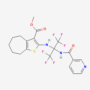 methyl 2-{[2,2,2-trifluoro-1-[(pyridin-3-ylcarbonyl)amino]-1-(trifluoromethyl)ethyl]amino}-5,6,7,8-tetrahydro-4H-cyclohepta[b]thiophene-3-carboxylate
