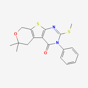 molecular formula C18H18N2O2S2 B3440167 6,6-dimethyl-2-(methylthio)-3-phenyl-3,5,6,8-tetrahydro-4H-pyrano[4',3':4,5]thieno[2,3-d]pyrimidin-4-one 
