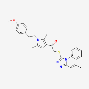 molecular formula C28H28N4O2S B3440234 1-{1-[2-(4-methoxyphenyl)ethyl]-2,5-dimethyl-1H-pyrrol-3-yl}-2-[(5-methyl[1,2,4]triazolo[4,3-a]quinolin-1-yl)thio]ethanone 