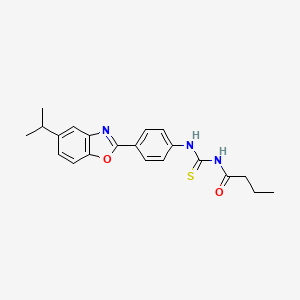 molecular formula C21H23N3O2S B3440275 N-({[4-(5-isopropyl-1,3-benzoxazol-2-yl)phenyl]amino}carbonothioyl)butanamide 