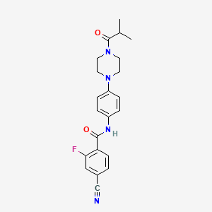 molecular formula C22H23FN4O2 B3440283 4-cyano-2-fluoro-N-[4-(4-isobutyryl-1-piperazinyl)phenyl]benzamide 